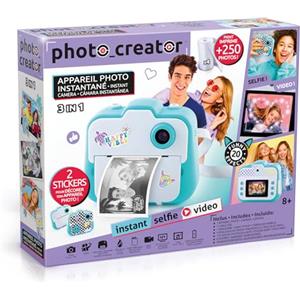 Canal Toys - Photo Creator - Fotocamera 3 in 1 Turchese - Stampa Istantanea su carta termica - Selfie e Videocamera - Fotocamera Istantanea - Regalo Bambini 8 Anni + - 4 Rotoli - 250 Scatti - CLK 001