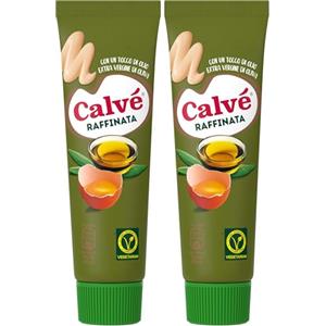 Calvé Maionese Raffinata Extra Vergine, Formato 150 ml, con Aggiunta di Olio Extravergine d'Oliva, Ideale con Carne e Verdure, Senza Glutine, Vegetariano (Confezione da 2)