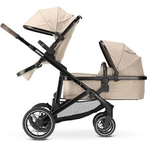 Deryan EVY V2 Passeggino per 2 bambini - per neonati, bambini e bambini in età prescolare - Passeggino fino a 50 kg - Passeggino gemellare - Viaggio 2 in 1 Set completo - Nougat