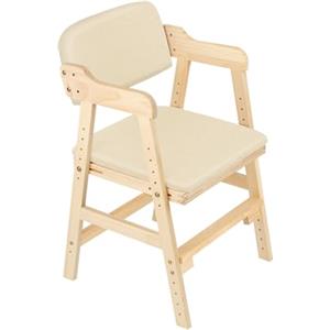 HUOLE Seggiolone Pappa in Legno, Sedia da Bambini per Studio e Mangiare, Altezza Regolabile da 35 a 51 cm, Carico da 70KG, per Bambini 8+ Mesi, 48 * 46 * 78 cm - Beige