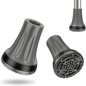 supregear Gommini per Bastoni Antiscivolo (18mm-19mm, x 2 unità), Puntali e Piedini in Gomma Resistente per Tutti Terreni Grip Estremo Tappo per Piedi per Canne, Stampelle e Bastoni, Grigio