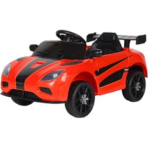 Baroni Toys Macchina Elettrica per Bambini 6V con Telecomando, Musica, Luci LED e Sedile in Ecopelle - Auto Elettrica 3-5 km/h per Bambini da 1 a 4 Anni, Stile Sportivo Rossa