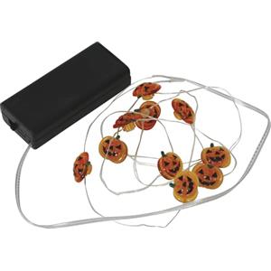 FIESTAS GUIRCA | Ghirlanda Elettrica di Zucche con 10 LED a Batterie (120 cm) - Decorazione per Halloween e Feste a Tema - Ideale per Illuminazione e Atmosfere Terrificanti - Arancione