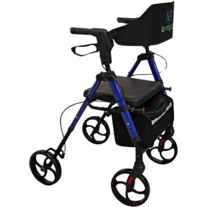 TERMIGEA RO31 - Deambulatore per Anziani con Seduta, Carrello per Anziani per Camminare Regolabile e Pieghevole in Alluminio Leggero (Portata 130KG) Dotato di Freni Classici e Freno di Stazionamento