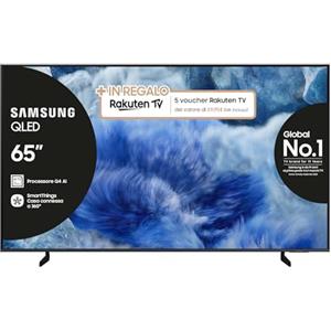 Samsung QLED 4K Vision AI Smart TV 65'' QE65Q8FAAUXZT, Q8F, Q4 AI Processor, 4K Upscaling, OTS Lite, Air Slim Design, 100% di Volume Colore con Quantum Dot, PACCHETTO INTRATTENIMENTO, 2025
