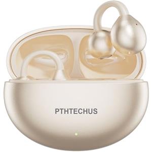 PTHTECHUS Cuffie Wireless, Sportivi Clip Aperta Cuffie Conduzione Ossea, Diaframmi 12mm ENC, Chiamate Cristalline, Auricolari Bluetooth 5.4 Compatibile iOS/Android, 30 ore di Riproduzione, Oro-b