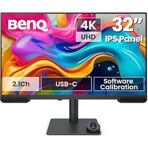 BenQ PV3200U 32" 4K UHD Monitor per video editing, 95% DCI-P3, 100% Rec.709/sRGB, audio 2.1, USB-C 65W, compatibile Mac, calibrazione in fabbrica e software, supporto ergonomico