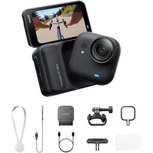 Insta360 GO Ultra Pack Ciclismo Nero Notte- action cam mini 4K a mani libere, indossabile, superba in bassa luce, montala ovunque, stabilizzazione FlowState, 200 min di carica, bici e corsa