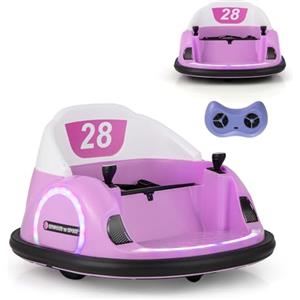 SOARS Autoscontro Elettrico per Bambini 6V, Macchina Elettrica per Bambini Rotante a 360°, Telecomando 2,4G, 2 Modalità di Controllo, Clacson e Musica, Carico 25 KG, 18 Mesi+ (Rosa)