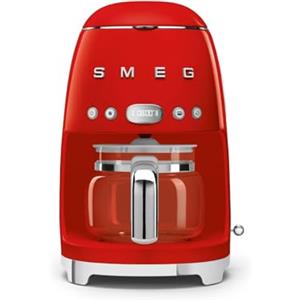 Smeg, Macchina da Caffè Filtro DCF02RDEU, Funzione Aroma e Autostart, Caraffa in Vetro Fino a 12 Tazze, 2 Livelli di Intensità, Modalità Keep Warm, 1050W, Rosso