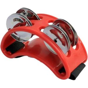 Dickly Piede Tamburello Piede Tamburo Mezzaluna Tamburello Strumento musicale a percussione Mandolino Banjo Piede Campana Tamburello 4 campane Tamburello, Rosso