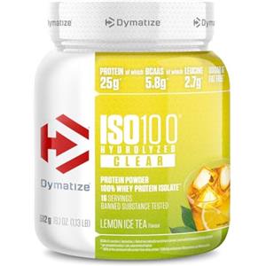 Dymatize ISO 100 Hydrolized Clear Lemon Ice Tea 512g Proteine del siero di latte chiare in polvere idrolizzate e isolate