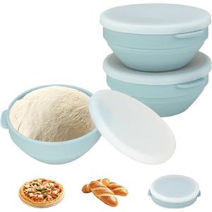 VINATO Set Di 2 Contenitore per Lievitazione Pizza Coperchio, 16.7 * 16.7 * 7cm Cassetta Pizza In Silicone & Ciotola Lievitazione Per Impasto, Conservazione, Campeggio