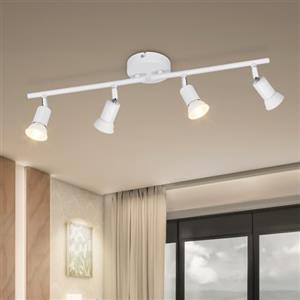 Dehobo Faretti LED da Soffitto Orientabili con 4 Luci - Lampadario da Soffitto Moderna Metallo Bianco per Plafoniera Soggiorno Camera da Letto - GU10 Lampadina Non Inclusa