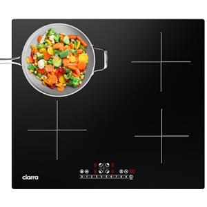 CIARRA CBBIH4B Piano cottura a induzione 4 Fuochi 7200W con funzione Booster Controllo tattile timer Vetroceramico 9 livelli Blocco bambini Nero