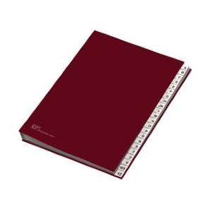 Fraschini Classificatore Alfabetico 24x34 cm Rosso con 22 Scomparti e Copertina in Similpelle