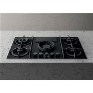 ELICA Piano Cottura Gas con Cappa Aspirante integrata, Linea NIKOLATESLA FLAME BL/A/88, 88 cm, Classe Energetica A, Vetro Nero - PRF0147740A