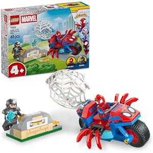 LEGO ǀ Marvel Spidey sulla Moto Contro Rhino - Motocicletta Giocattolo da Supereroe con 2 Minifigure - Regalo per Bambini da 4 Anni in su Fan dello Show di Spidey e i Suoi Fantastici Amici - 11206