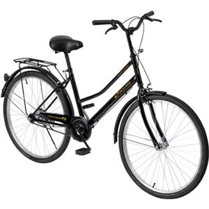 Baroni Home Bicicletta da Passeggio da Donna, Manubrio e Sellino Regolabile, Bici 26 Pollici con Doppio Freno Anteriore e Posteriore, City Bike, Nero, 168x110 cm