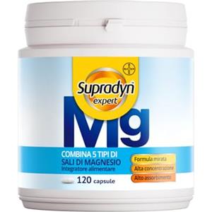 Supradyn Expert Magnesio Completo - Complesso 5-in-1 con 250 mg di Magnesio - Alta Assorbibilità - 120 Capsule - Integratore per Energia, Muscoli e Mente - Integratore Vegano