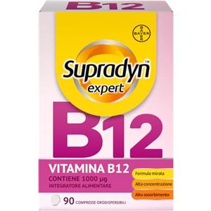 Supradyn Expert Vitamina B12 - 1000 µg Metilcobalamina Pura - 90 Compresse Sublinguali - Integratore B12 Sublinguale per Energia, Memoria, Stanchezza, Sistema Nervoso, Globuli Rossi - Vegano