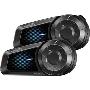 Fodsports FX-S Interfono Moto Doppio, Bluetooth 5.4 Auricolari Moto per 2 Motociclisti, 1000M Sistema di Comunicazione con CVC-Cancellazione del Rumore, Universale Interfono Moto Coppia con IP67/HiFi