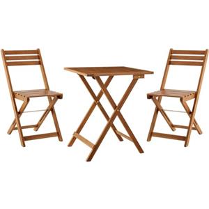 Juskys set di mobili da terrazzo Bala - Set di mobili in legno pieghevoli e salvaspazio da tre pezzi per due persone - Tavolo e sedie da giardino