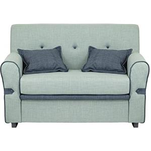 Totò Piccinni Divano 2 Posti in tessuto con Cuscini Imbottito, con Braccioli (Celeste)