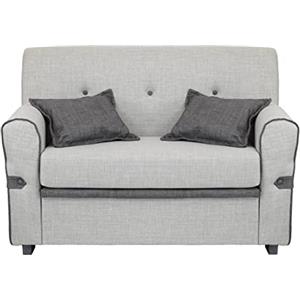 Totò Piccinni Divano 2 Posti in tessuto con Cuscini Imbottito, con Braccioli (Grigio Chiaro)