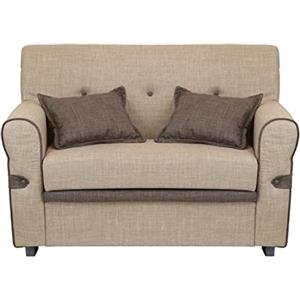 Totò Piccinni Divano 2 Posti in tessuto con Cuscini Imbottito, con Braccioli (Cappuccino)
