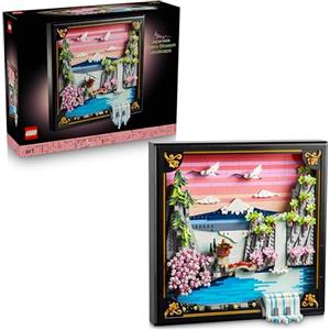 LEGO Art Paesaggio Giapponese con Ciliegi Fioriti - Kit di Modellismo Fai da Te per Adulti - Decorazione da Parete 3D in Cornice per Quadri con Monte Fuji, Sakura e Cascata - Idea Regalo - 31218
