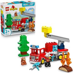 LEGO DUPLO Autopompa con Manichetta e Pompiere - Gioco Didattico per la Motricità Fine - Camion Giocattolo Rosso con Scala, Personaggio e Scoiattolo - Regalo per Bambini e Bambine da 2 Anni - 10473