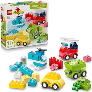 LEGO DUPLO Veicoli Creativi - Gioco Didattico e di Ordinamento con Macchine, Camion e Elicottero Giocattolo - Set per la Motricità Fine - Regalo per Bambini e Bambine da 1 Anno in su - 10474