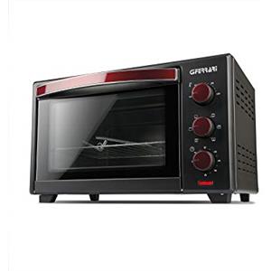 G3 Ferrari G10132 Il Moro 28 Plus Forno Elettrico Ventilato, 28 Litri, 1600W, 6 modalità di cottura, Timer 60 min, 100° - 230°C, Interno antiaderente, Rosso/Nero