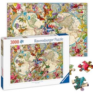 Ravensburger - Puzzle Mappamondo Flora e Fauna, 3000 Pezzi, Idea Regalo, per Lei o Lui, Puzzle Adulti