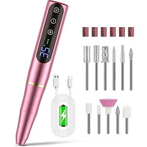 NAILGIRLS Fresa per Unghie Professionale 35000 Giri, Lima per Unghie Elettrica Senze Fili con Display LCD, 11 In 1 Kit Manicure Pedicure Ricaricabile Velocità Regolabile