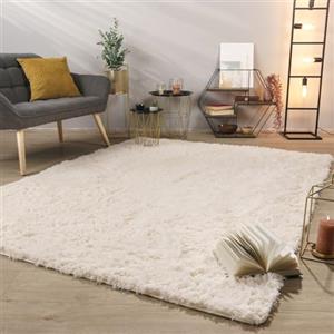 TT Home Tappeto Salotto Pelo Lungo Shaggy Morbido Soffice Design Moderno Monocolore, Colore: Beige Crema, Dimensione:60x100 cm