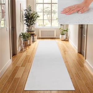 TT Home Tappeto Soggiorno Moderno a Pelo Corto - Morbido e Antiscivolo, Lavabile, per Camera da Letto, in Finta Pelliccia, Colore:Bianco, Dimensione:60x90 cm