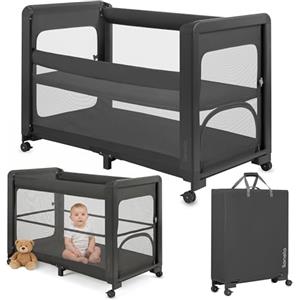 lionelo Patty Lettino da Viaggio 5 in 1 con Materasso fino a 15 kg | Lettino Co-Sleeping e da Campeggio, Pieghevole, Ruote e Borsa da Trasporto