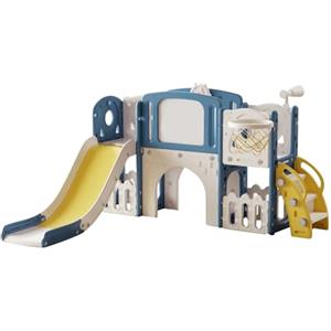 Magic ZC Scivolo e per bambini Toddler Climber Scivolo autoportante Centro attività parco giochi neonati Playground Play Set Scivolo lungo Attrezzature gioco (XST Aisle Blue Yellow)