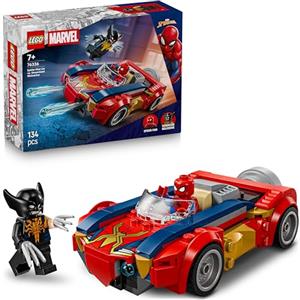 LEGO | Marvel Auto di Spider-Man vs. Venomized Wolverine - Giocattolo dei Supereroi con Modello di Macchina, 2 Minifigure e 2 Shooter a Molla - Regalo per Bambini e Fan da 7 Anni in su - 76336
