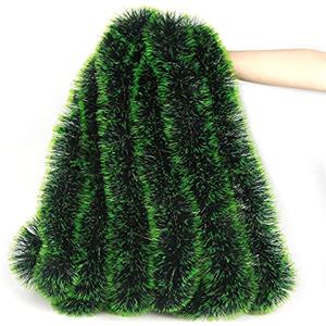 LOMIMOS Ghirlanda natalizia da 1,9 m, verde scuro glitterata, decorazione per albero di Natale, feste e matrimoni