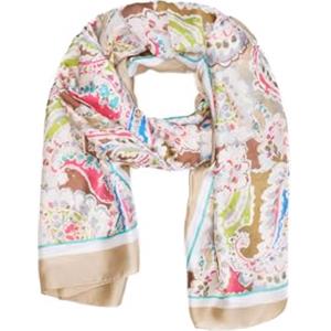 QUEEN HELENA Sciarpa Leggera Elegante Foulard Casual Colorato con Fantasia Donna SC13 (SC13-1 Beige)