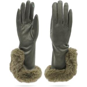 QUEEN HELENA Guanti Invernali Caldi Scamosciati con Pelo Morbido Eleganti Donna G22-1 (Verde, Taglia Unica)