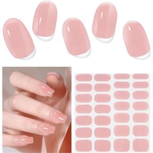 Ubaxquru Unghie Gel Adesive UV - 28 Pcs Smalto Adesivo per Unghie Adesivi Unghie Gel Nail Stickers Full Wraps Lampada UV/LED Adesivi per Unghie