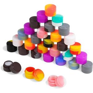 Delsen Set di 30 barattoli vuoti in silicone da 2 ml, antiaderente, da viaggio, rotondi, in silicone, per balsamo, lozione, crema, maschere, mini candele, cosmetici