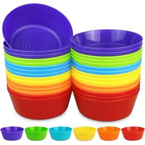 WAIZHIUA 30 ciotole riutilizzabili da 300 ml, infrangibili, per bambini, insalatiera, decorazione feste, snack, frutta, lavastoviglie, forno microonde (6 colori)
