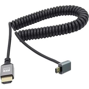 RIIEYOCA 90 gradi ad angolo discendente UHD 4K Micro HDMI maschio a HDMI maschio 18Gbps ad alta velocità 2.0 Cavo estensore a spirale Supporta 4K@60Hz, 1080p, ARC, 3D, estensibile a 1.5M/5FT