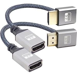RIIEYOCA Cavo intrecciato a 90 gradi verso l'alto e verso il basso, UHD 4K HDMI a HDMI, 0,56 m, 18 Gbps, cavo intrecciato ad alta velocità 2.0, supporta 4K a 60 Hz, 1080p, HDCP 2.2, ARC, 3D