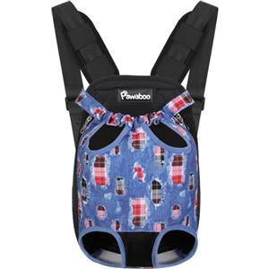 Pawaboo Zaino Contenitore per Cane, Borsa da Viaggio di Sicurezza per Cane, Borsa Anteriore Regolabile per Portare Canes, per Viaggio, Campeggio, Passeggiata, Taglia S, Blu Denim